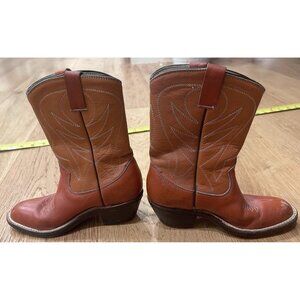 Cowboy Boots Boy's Size 12 Leather Pull On Outdoor Brown